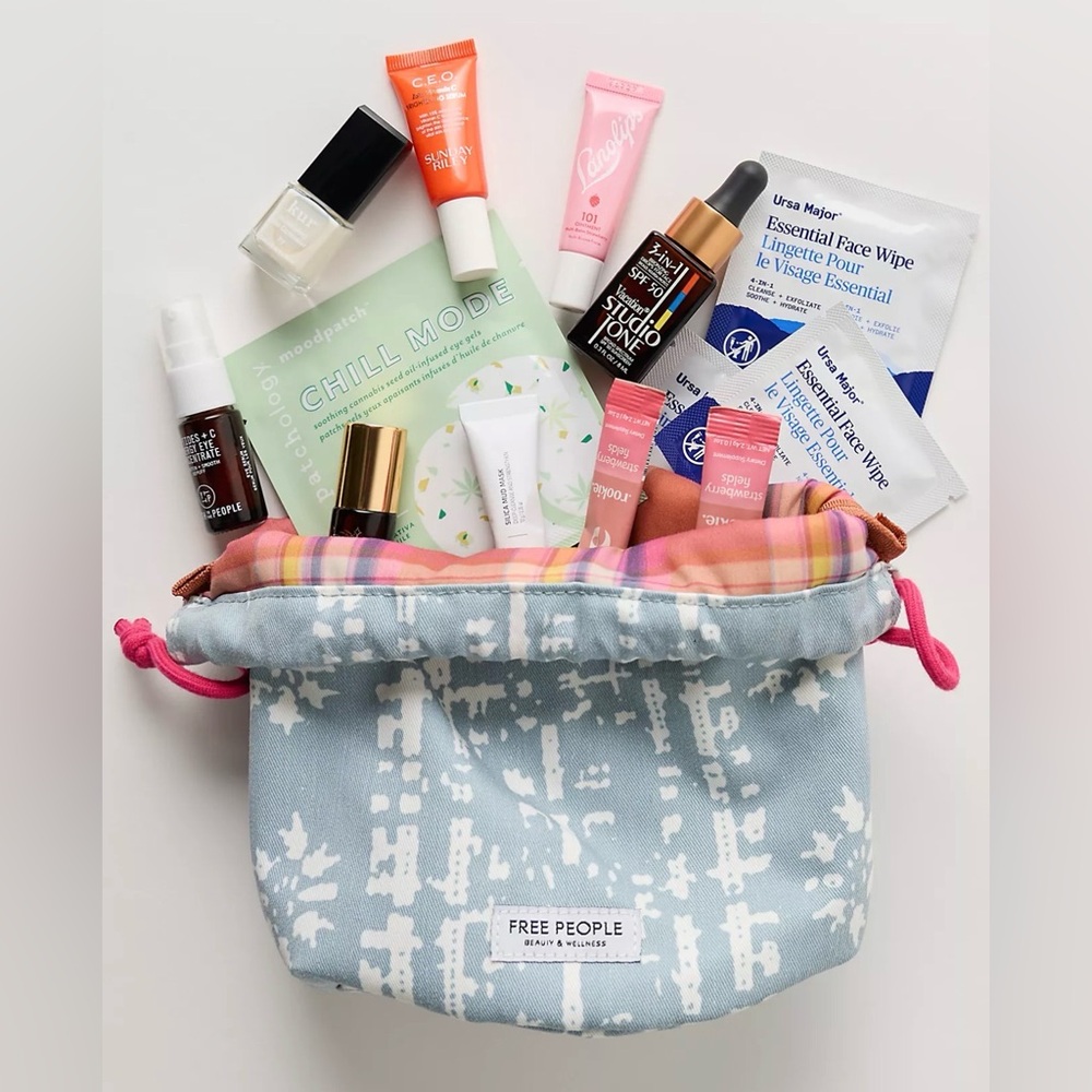 Free People Multicolor Cosmetic Bag with Skincare Set